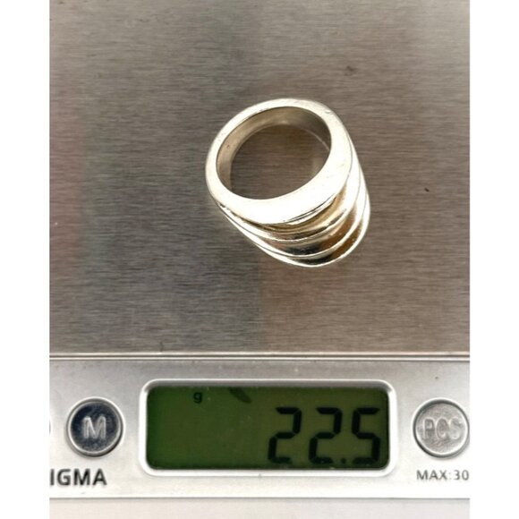 Vintage Mexico 925 Sterling Silver Modernist Wide Open Band Ring size 7.5 - Picture 8 of 9